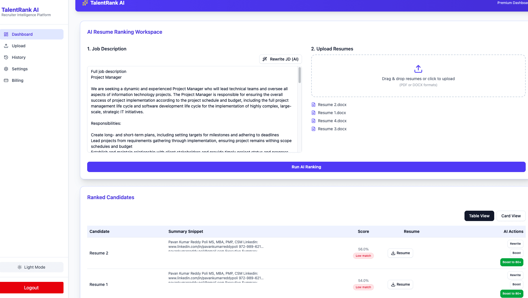 Talentryx AI dashboard preview